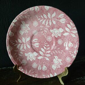 Vintage "Royal Tudor Velvet" Pink Transferware Saucer, English Cottage